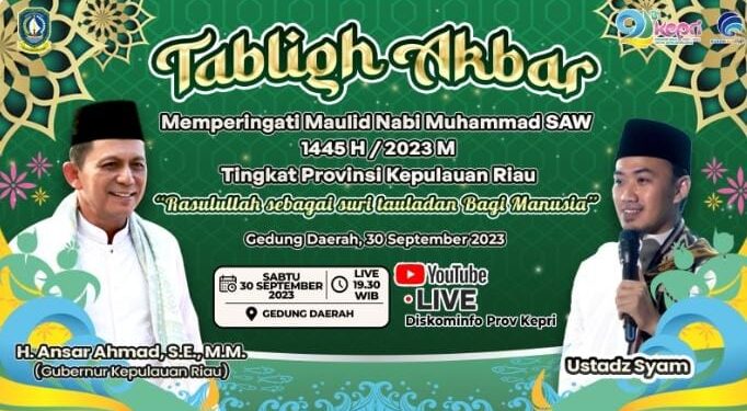 Pemprov Kepri Ajak Masyarakat Meriahkan Tabligh Akbar Peringatan Maulid Nabi di Gedung Daerah Tanjungpinang